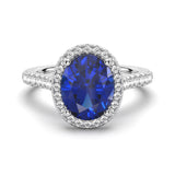 2 CT. Oval Sapphire with Classic Halo Ring