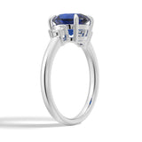 2.0 CT. Oval Blue Sapphire and White Sapphire Three Stone Ring