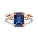 Emerald-Cut Blue Sapphire and White Sapphire Ring