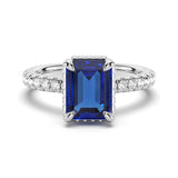 Emerald-Cut Blue Sapphire and White Sapphire Ring