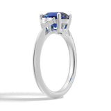 2.5 CT. Oval Sapphire Ring with Trio White Sapphire Accents