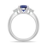 2.5 CT. Oval Sapphire Ring with Trio White Sapphire Accents