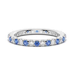 Pavé Blue Sapphire and White Sapphire Eternity Ring - MSBLUE Jewelry