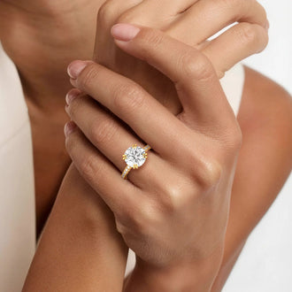 Moissanite Engagement Ring Solitaire With Pavé Accents