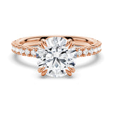 Solitaire Round Cut Engagement Ring With Pavé Accents
