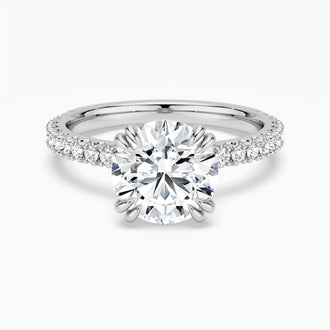 Moissanite Engagement Ring Solitaire With Pavé Accents