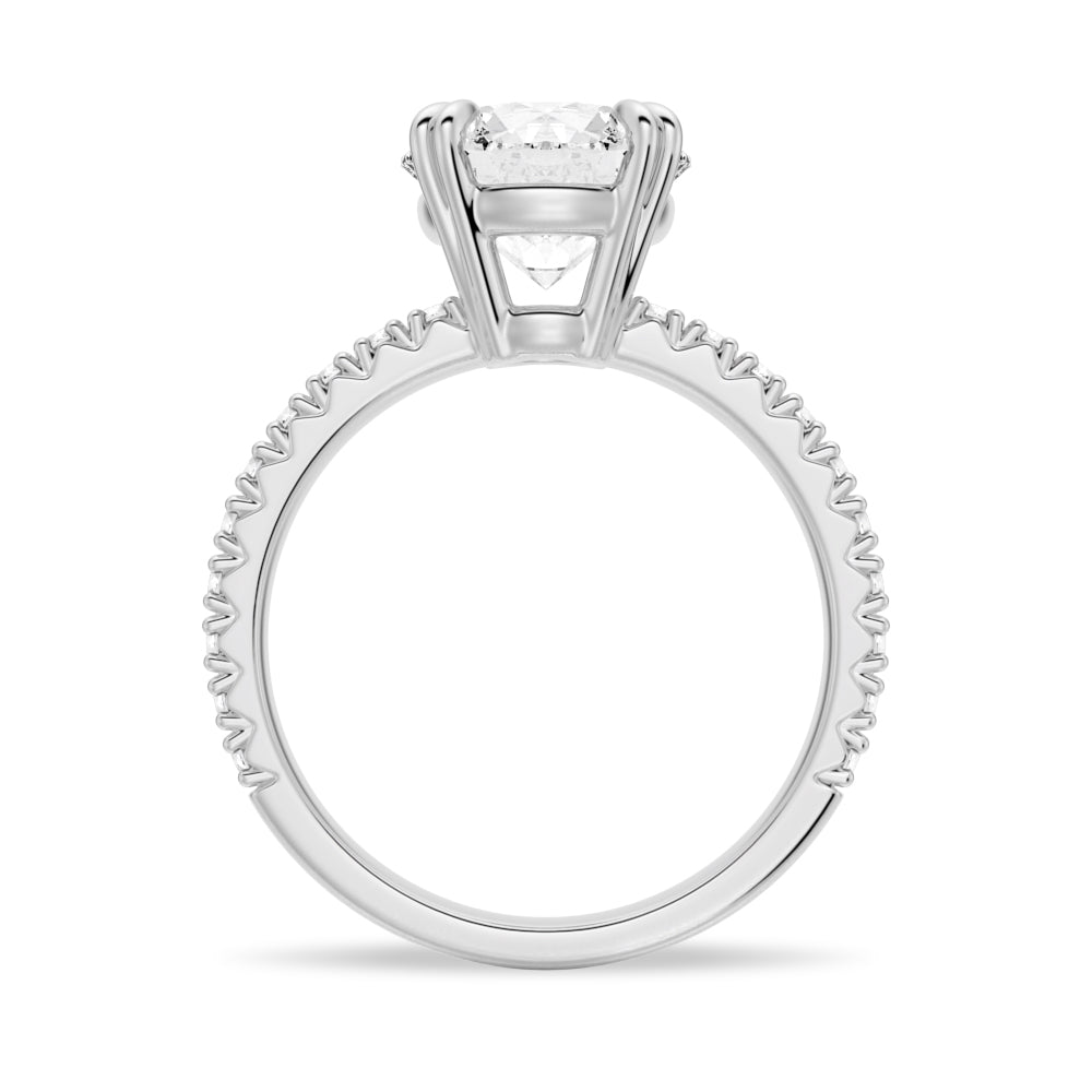 14K White Gold Moissanite Engagement Ring Solitaire With Pavé Accents