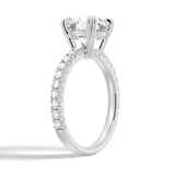 14K White Gold Moissanite Engagement Ring Solitaire With Pavé Accents