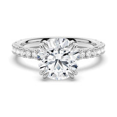 Moissanite Engagement Ring Solitaire With Pavé Accents - MSBLUE Jewelry