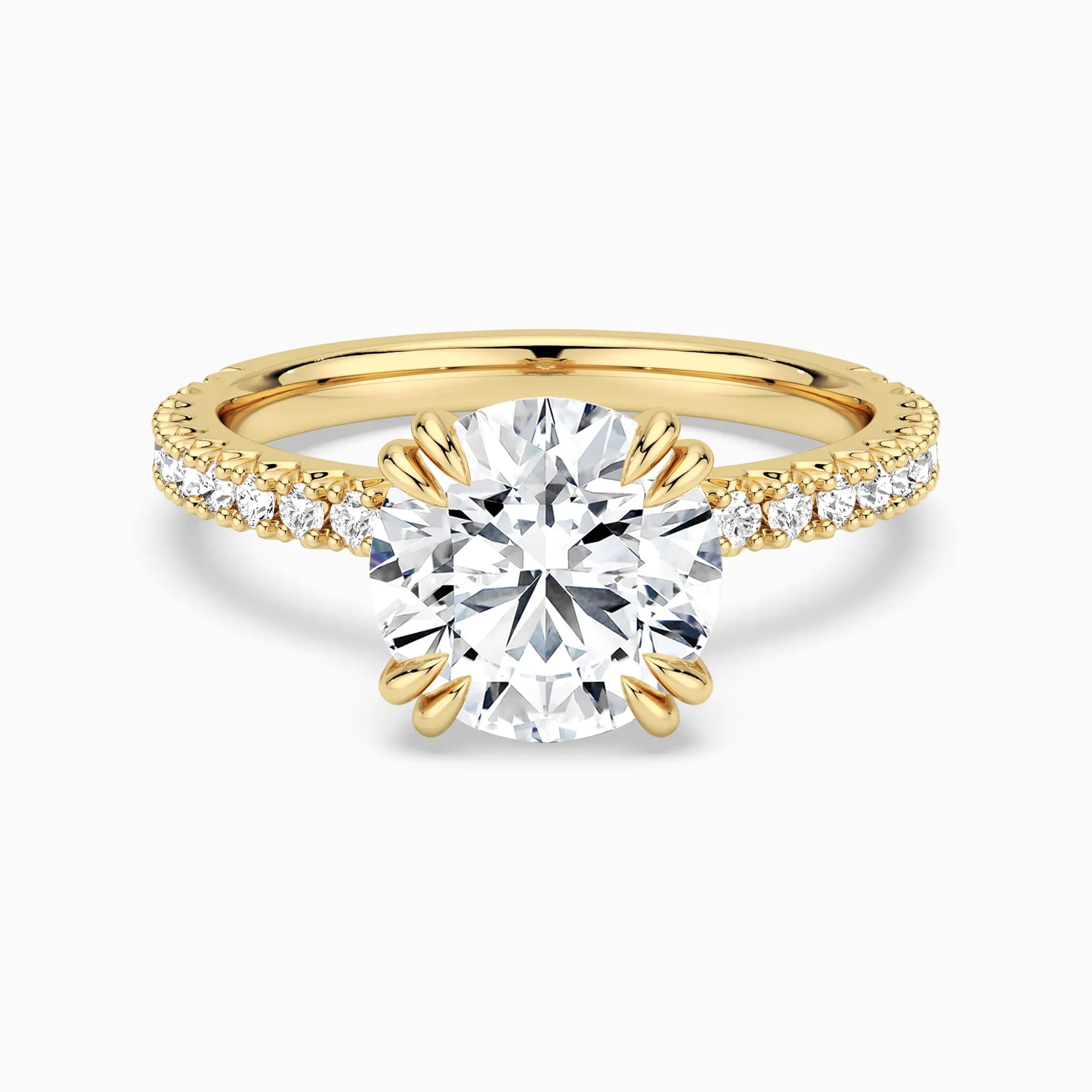 Moissanite Engagement Ring Solitaire With Pavé Accents