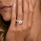 Round Cut Moissanite Ring Set with Matching Wedding Band