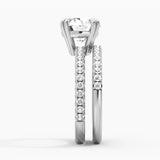 Round Cut Moissanite Ring Set with Matching Wedding Band