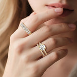 Round Cut Moissanite Ring Set with Matching Stacking Band