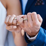 Round Cut Moissanite Couple's Ring Set with Men's Wedding Band