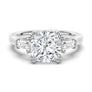 Cushion-Cut Moissanite Engagement Ring with Tapered Baguette Side Stones - MSBLUE Jewelry