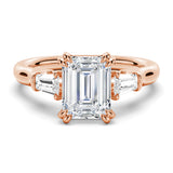 Double Prong Emerald-Cut Engagement Ring with Tapered Baguette Stones