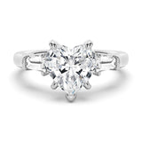 3 CT. Heart-Shaped Moissanite Engagement Ring with Tapered Baguette Side Stones