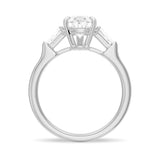 14K White Gold Pear-Shaped Moissanite Engagement Ring with Tapered Baguette Stones