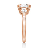 Double Prong Round Cut Engagement Ring with Tapered Baguette Stones