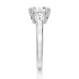 14K White Gold Round Moissanite Engagement Ring with Tapered Baguette Stones