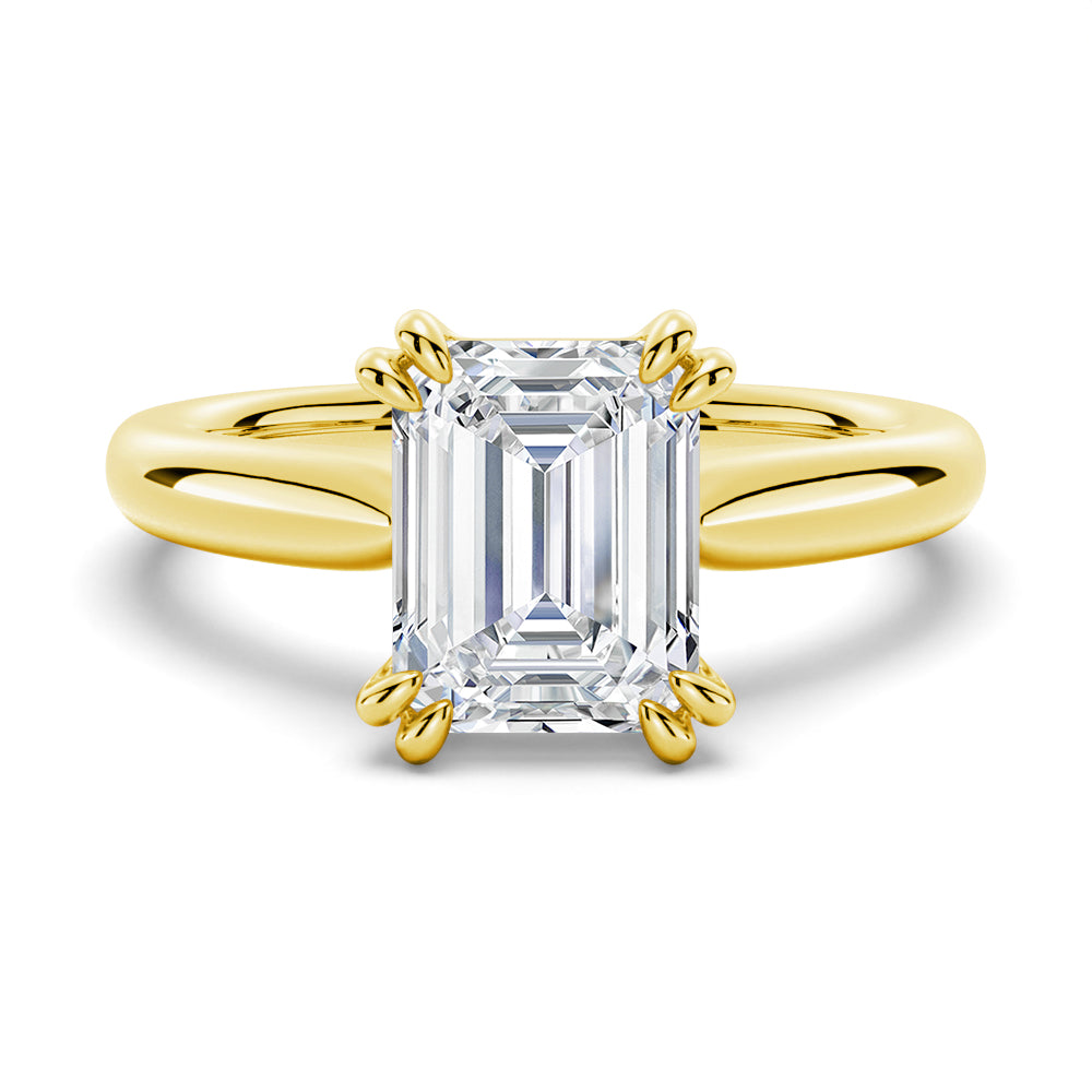 Emerald-Cut Solitaire Moissanite Engagement Ring