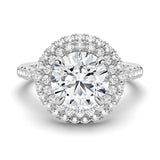 3 CT. Double Micropavé Halo Moissanite Engagement Ring With Accents