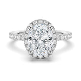 3 CT. Oval-Shaped Micropavé Halo Moissanite Engagement Ring With Eternity Band