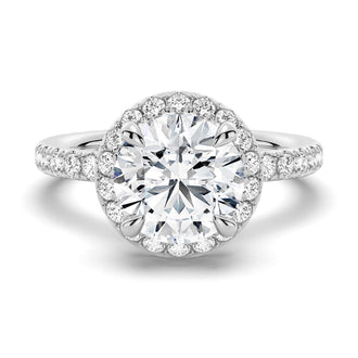 Round Brilliant Micropavé Halo Moissanite Engagement Ring - MSBLUE Jewelry