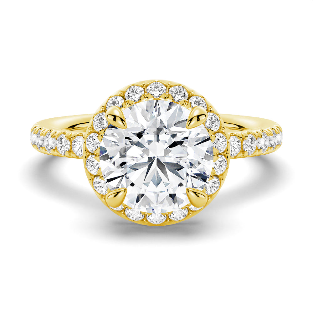 Round Brilliant Micropavé Halo Moissanite Engagement Ring