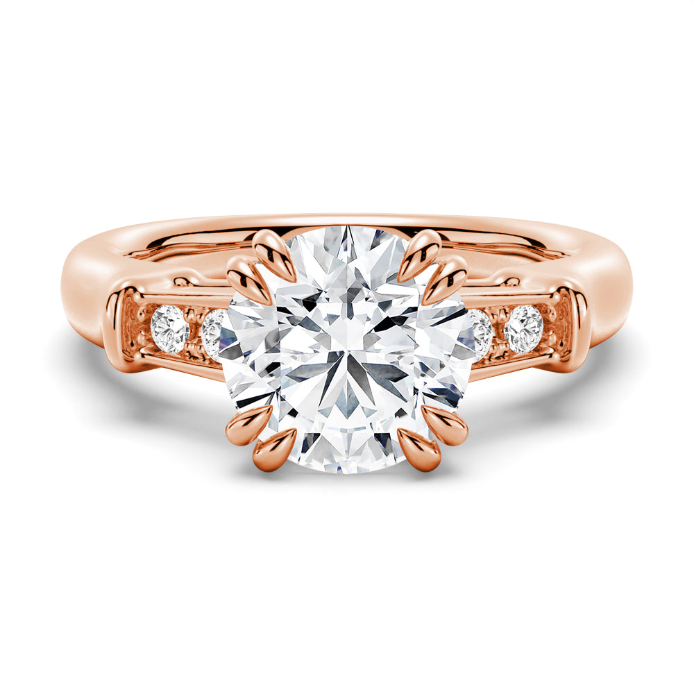 Brilliant Solitaire Round Cut Engagement Ring With Accents