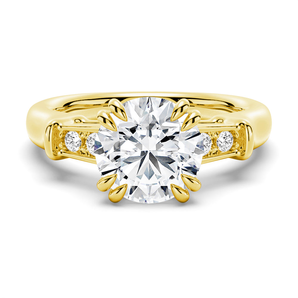 Brilliant Solitaire Round Cut Engagement Ring With Accents