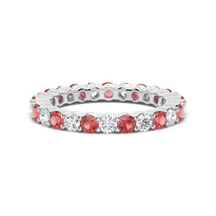 Prong-Set Ruby and White Sapphire Eternity Wedding Band - MSBLUE Jewelry