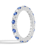 Prong-Set Blue Sapphire and White Sapphire Eternity Wedding Band