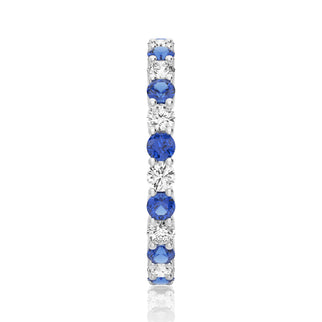 Prong-Set Blue Sapphire and White Sapphire Eternity Wedding Band