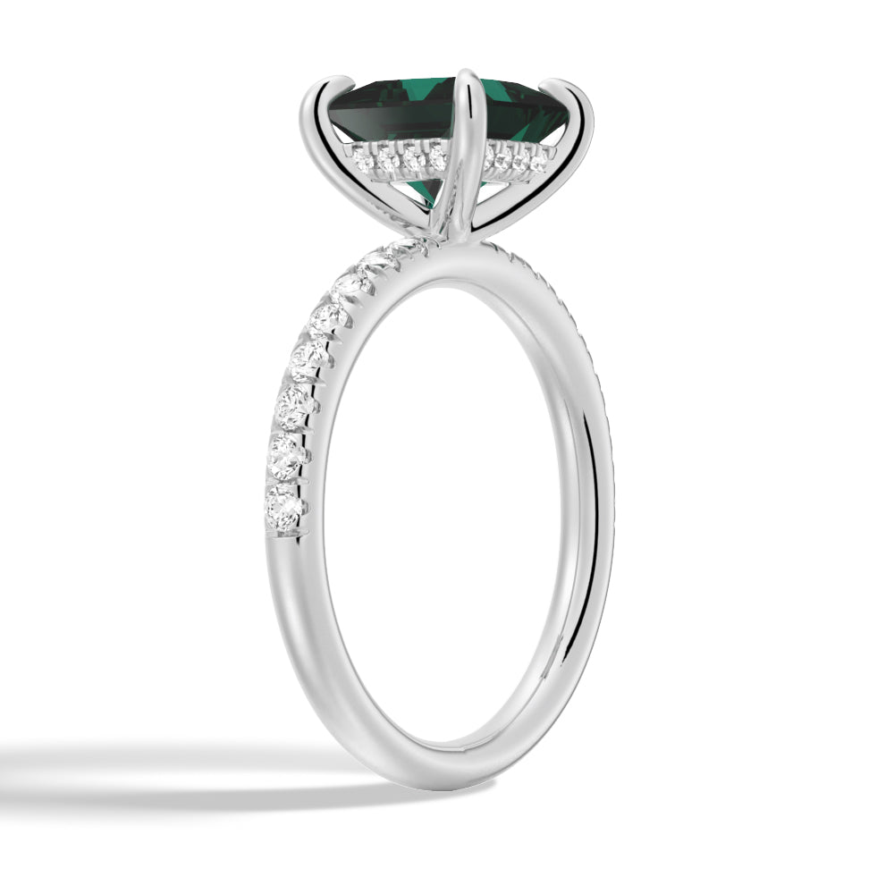 2 CT. Princess Cut Green Moissanite Engagement Ring With Hidden Halo