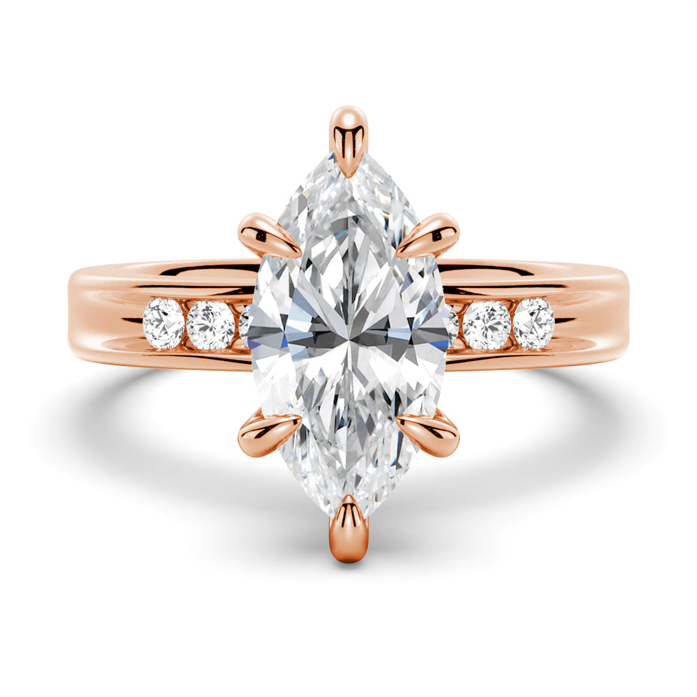 Marquise Moissanite Engagement Ring With Accents