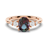 1.5 CT. Oval Alexandrite Engagement Ring With Moissanite Accents