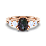 1.5 CT. Oval Alexandrite Engagement Ring With Moonstone Accents