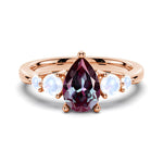 1.5 CT. Pear Shaped Alexandrite Engagement Ring With Moonstone Accents - MSBLUE Jewelry