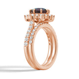 2 CT. Art Deco Vintage Round Alexandrite Engagement Ring Set With Moissanite Halo Pavé