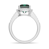 2 CT. Cushion Cut Green Moissanite Engagement Ring With White Moissanite Halo