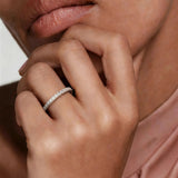 French Pave Round Cut Moissanite Eternity Band