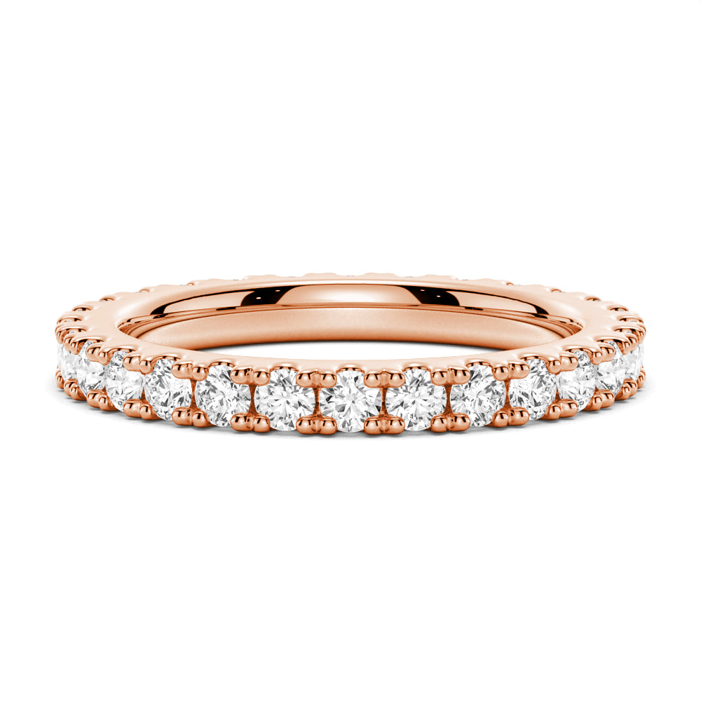 French Pave Round Cut Moissanite Eternity Band
