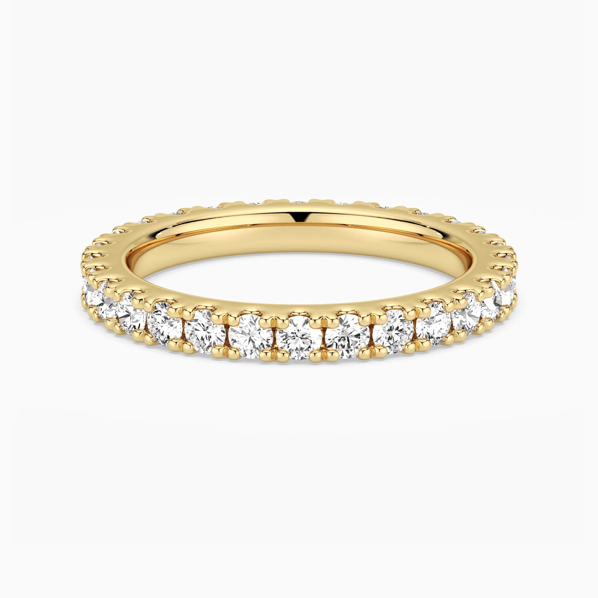 French Pave Round Cut Moissanite Eternity Band