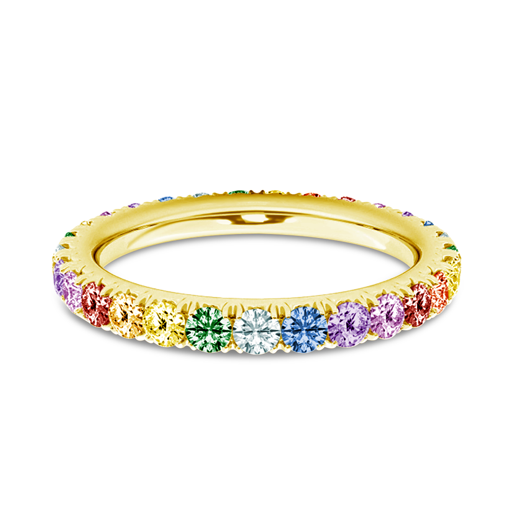 Multi Color Rainbow Gemstones Eternity Band