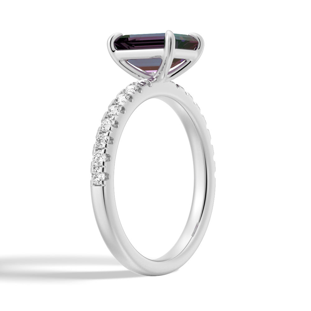 2 CT. Four-Prong Emerald Cut Alexandrite Engagement Ring