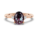 2 CT. Three Stone Oval Alexandrite Engagement Ring - MSBLUE Jewelry