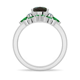 2 CT. Pear Shaped Alexandrite Engagement Ring Set With Emerald Accents