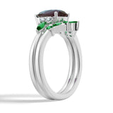 2 CT. Pear Shaped Alexandrite Engagement Ring Set With Emerald Accents