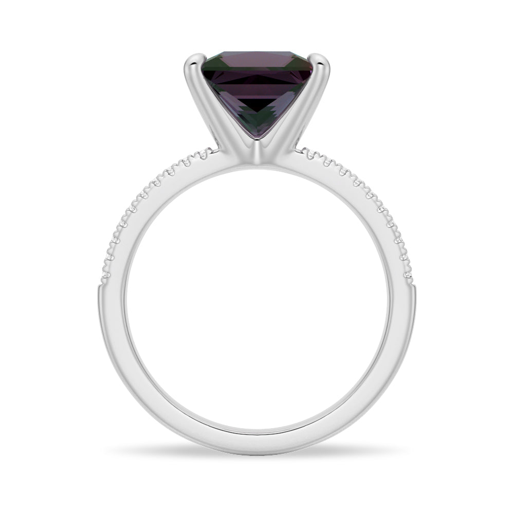 3 CT. Princess Cut Alexandrite Engagement Ring With Split Band